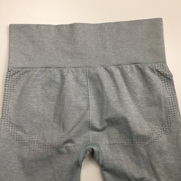GYMSHARK Marled Light Gray/Green'ish Perforated Butt Enhance Pull On Leggings - Picture 5 of 10